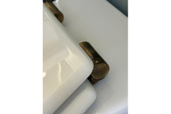 Claremont White Soft Close Toilet Seat – Antique Brass Hinges