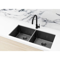 Meir 760mm x 440m Double Bowl Kitchen Sink - Gun Metal Black