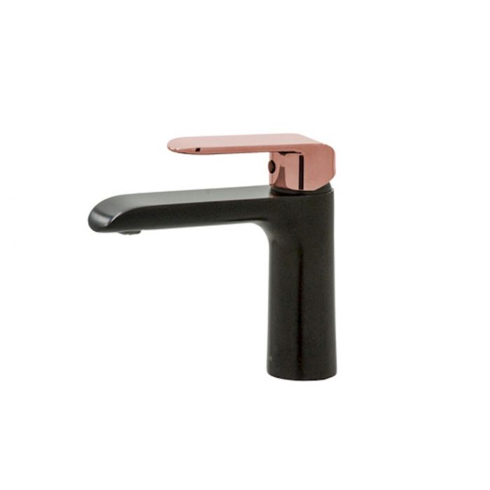 Ikon Kara Basin Mixer Matt Black and Rose Gold