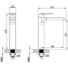 Ikon Kara High Rise Basin Mixer Chrome