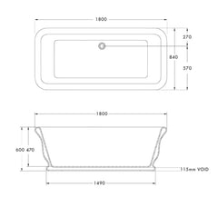 Kirkham 180 x 84 TitanCast Solid Surface Bath - Satin Silk White