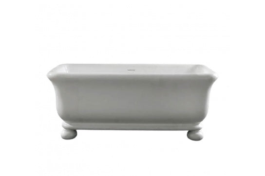 Kirkham 180 x 84 TitanCast Solid Surface Bath With Ball Feet - Satin Silk White
