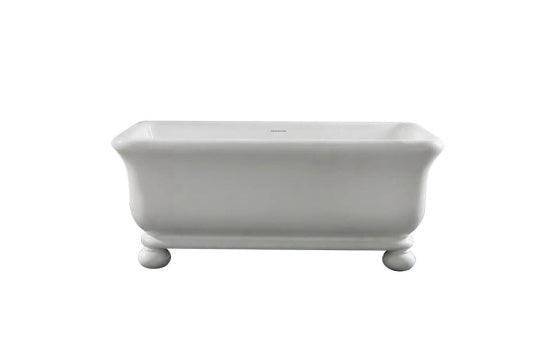 Kirkham 180 x 84 TitanCast Solid Surface Bath With Ball Feet - Gloss White