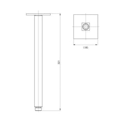 Phoenix Lexi 300mm Ceiling Arm Square Matte Black