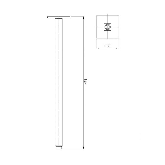 Phoenix Lexi 450mm Ceiling Arm Square Chrome