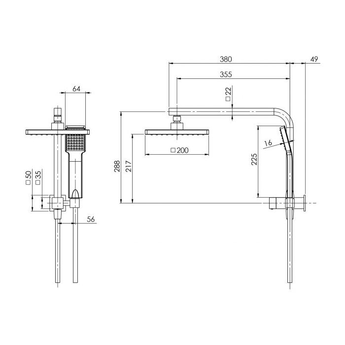 Phoenix Lexi Compact Twin Shower Matte Black