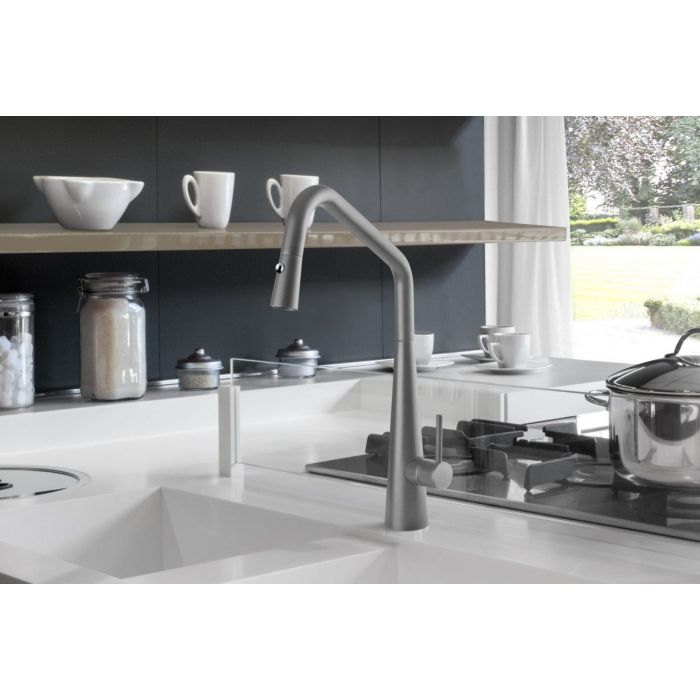 Linsol Elias Pull Out Sink Mixer Grey Wolf