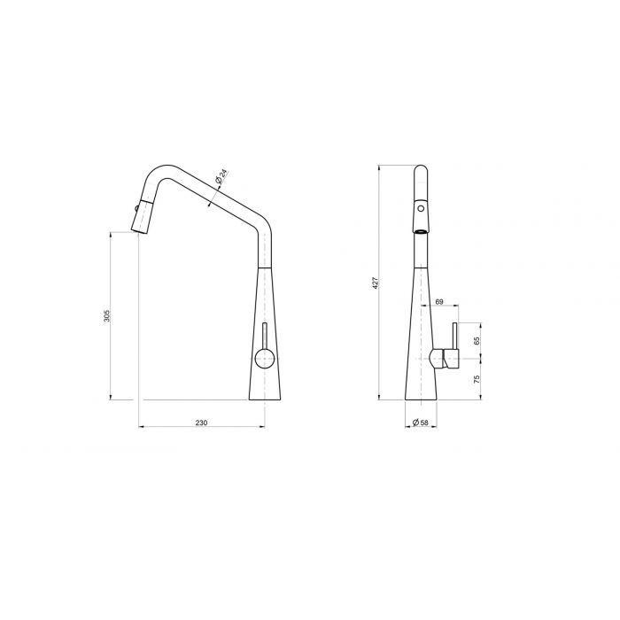 Linsol Elias Pull Out Sink Mixer Matte Black