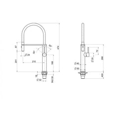 Linsol Luca Pull Out Sink Mixer Grey Wolf