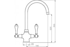 Ludlow Double Mixer Tap - Brushed Nickel