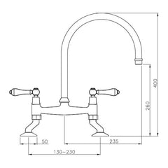 Ludlow Bridge Mixer Tap - Chrome
