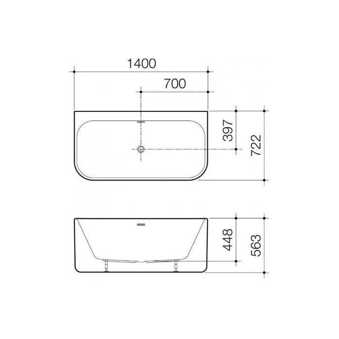 Caroma Luna 1400 Back to Wall Freestanding Bath