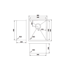 Modern National Rectangle Kitchen Sink Gun Metal