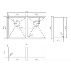 Modern National 760mm x 440mm Double Bowl Round Edge Sink