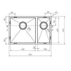 Modern National 670mm x 440mm 1 and 1/2 Bowl Sink Round Edges