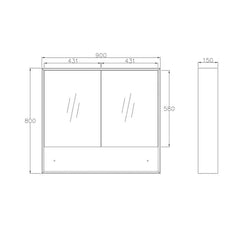 Otti 900mm x 800mm Marlo Shaving Cabinet