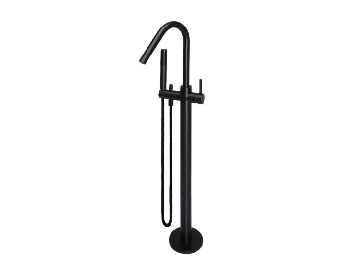 Meir Round Freestanding Bath Spout Combination Mixer Matte Black MB09