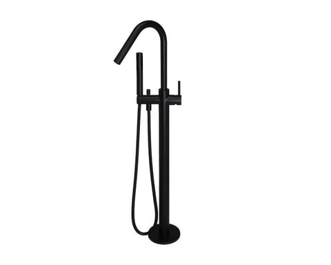 Meir Round Freestanding Bath Spout Combination Mixer Matte Black MB09