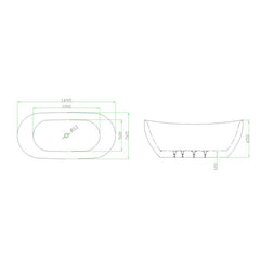 Modern National 1490mm Oval Freestanding Bath