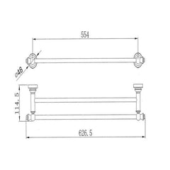 Modern National Bordeaux/Montpellier Brushed Nickel Double Towel Rail