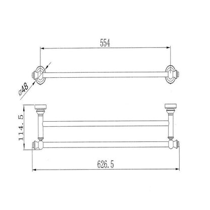 Modern National Bordeaux/Montpellier Traditional Double Towel Rail