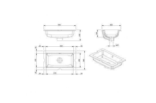 Mini Agres 44 x 26 Under Counter Ceramic Wash Basin