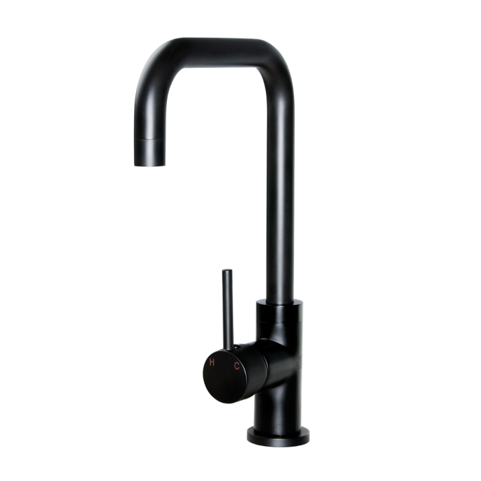 Meir Round Kitchen Mixer Tap Matte Black