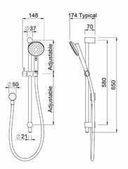 Methven Minimalist MK2 Rail Shower Brushed Nickel