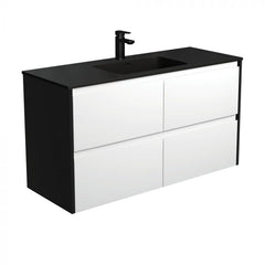 Fienza 1200mm Montana Amato Wall Hung Vanity - Satin Black Side Panels