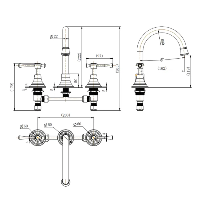 Modern National Montpellier Basin Set Chrome