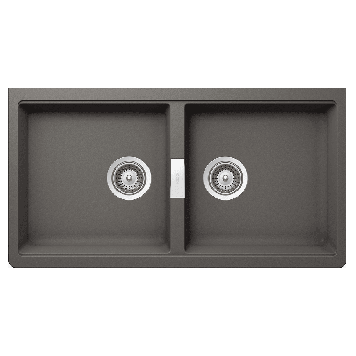 Abey 860 x 442 Schock Double Bowl Undermount Sink - Stone
