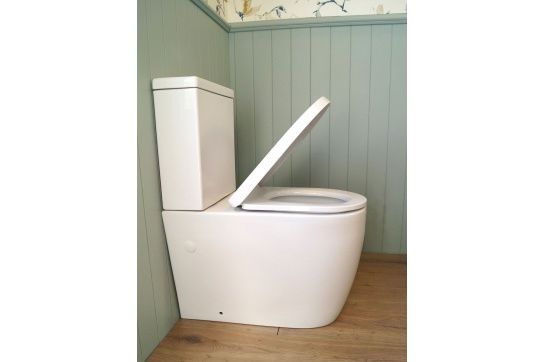 Narva Rimless Close Coupled Back to Wall Toilet Suite with Soft Close Quick Release Seat