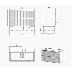 Otti 900mm Noosa CABINET ONLY Matte White