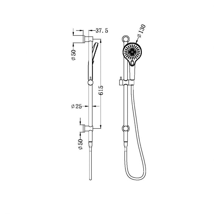Nero Mecca Shower Rail W/ Opal Hand Shower - Brushed Bronze