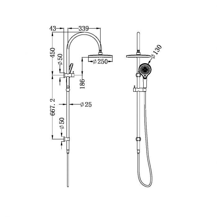 Nero Mecca Twin Shower w/ Opal Shower - Gun Metal