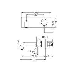 Mecca Wall Basin Mixer Combination w/ Plate - Brushed Nickel