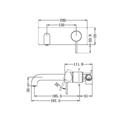 Mecca Wall Basin Mixer Combination w/ Plate - Brushed Nickel