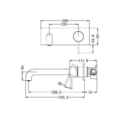 Mecca Wall Basin Mixer Combination w/ Plate - Brushed Nickel