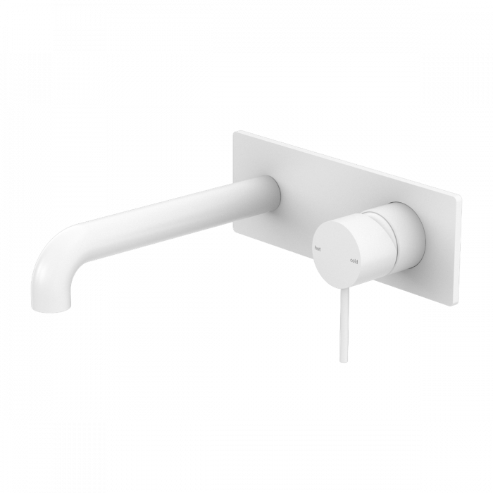 Mecca Wall Basin Mixer Combination w/ Plate - Matte White