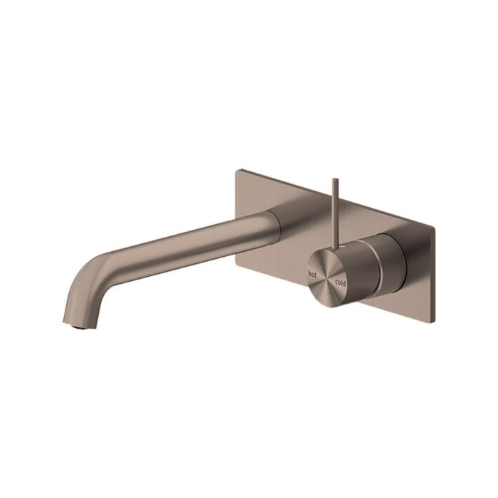 Mecca Handle Up Wall Basin Mixer Combination w/ Plate - Brushed Bronze