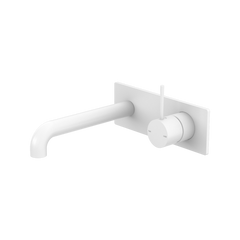 Mecca Handle Up Wall Basin Mixer Combination w/ Plate - Matte White