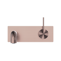 Mecca Handle Up Wall Basin Mixer Combination w/ Plate - Brushed Bronze