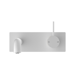Mecca Handle Up Wall Basin Mixer Combination w/ Plate - Matte White