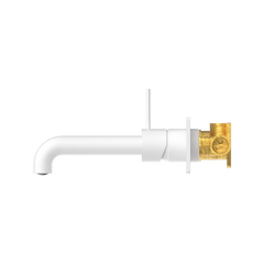 Mecca Handle Up Wall Basin Mixer Combination w/ Plate - Matte White