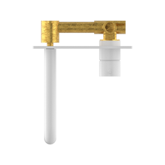 Mecca Handle Up Wall Basin Mixer Combination w/ Plate - Matte White