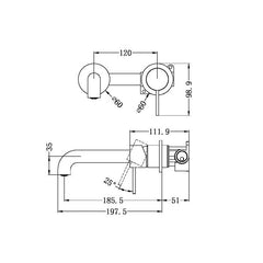 Mecca Wall Basin Mixer Combination Seperate Plate - Brushed Nickel