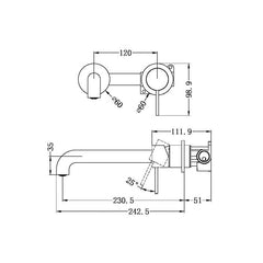 Mecca Wall Basin Mixer Combination Seperate Plate - Brushed Nickel