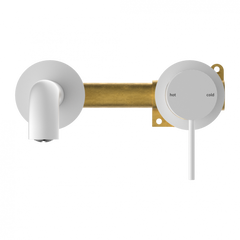 Mecca Wall Basin Mixer Combination Seperate Plate - Matte White