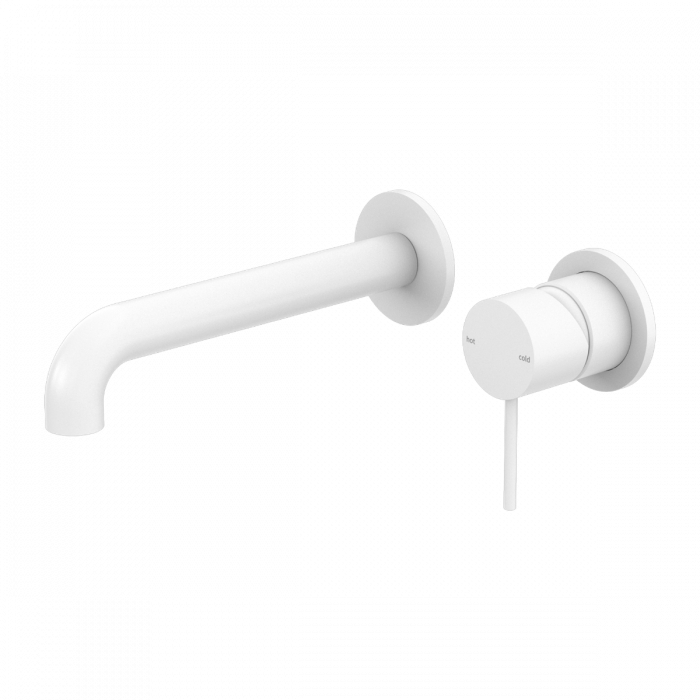 Mecca Wall Basin Mixer Combination Seperate Plate - Matte White
