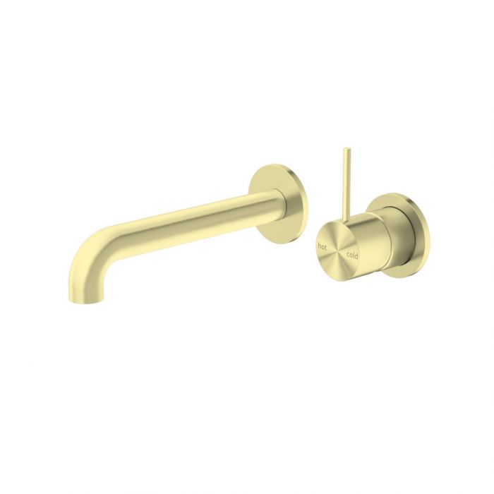Mecca Handle Up Wall Basin Mixer Combination Seperate Plate - Brushed Gold
